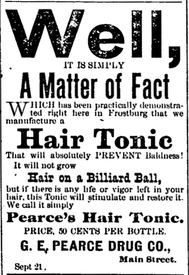 'to grow hair on a billiard ball' - Frostburg Mining Journal (Frostburg, Maryland) - 21 September 1895