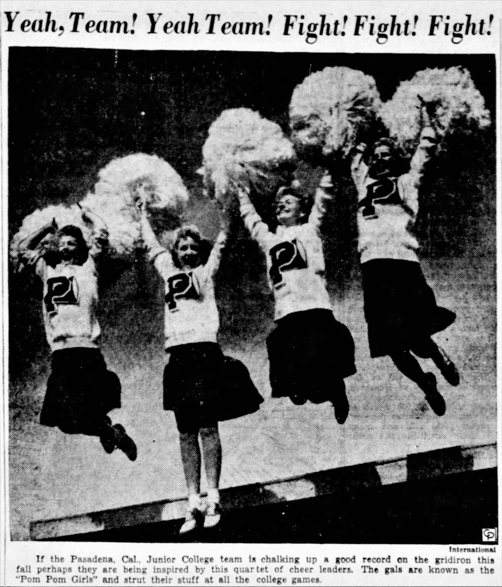 early instances of the term 'pompom girl