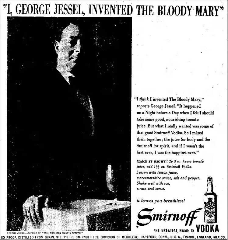 Smirnoff Vodka - George Jessel - Long Beach Independent (California) - 21 March 1956